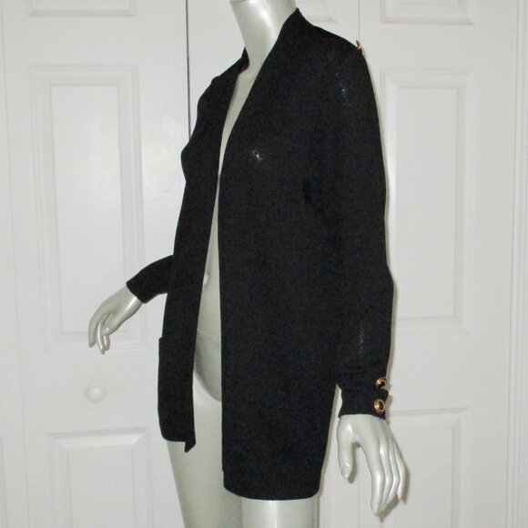 ST. JOHN SEPARATES Black Santana Knit Open Jacket Cardigan Size Small - Picture 3 of 6